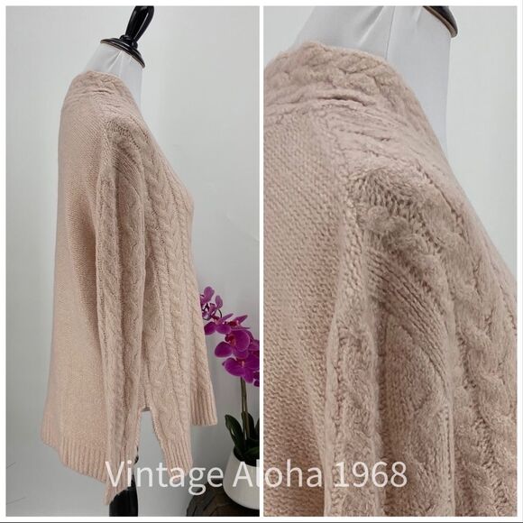 Cloth Brand Womens Pink Cable Knit V Neck Sweater Small - Picture 4 of 8